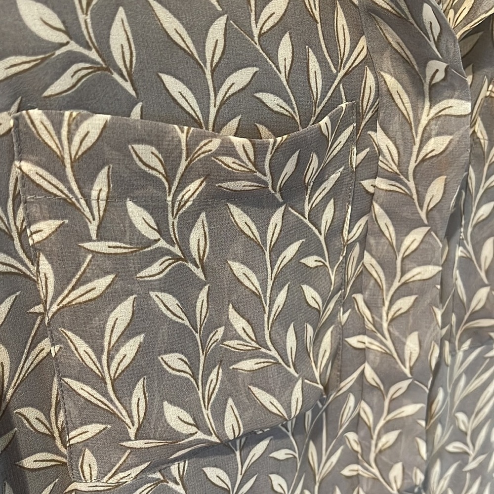 Madewell Sleeveless Button Front Leaf Print Shift Midi Dress Fully Lined Grey 2 - Picture 4 of 11